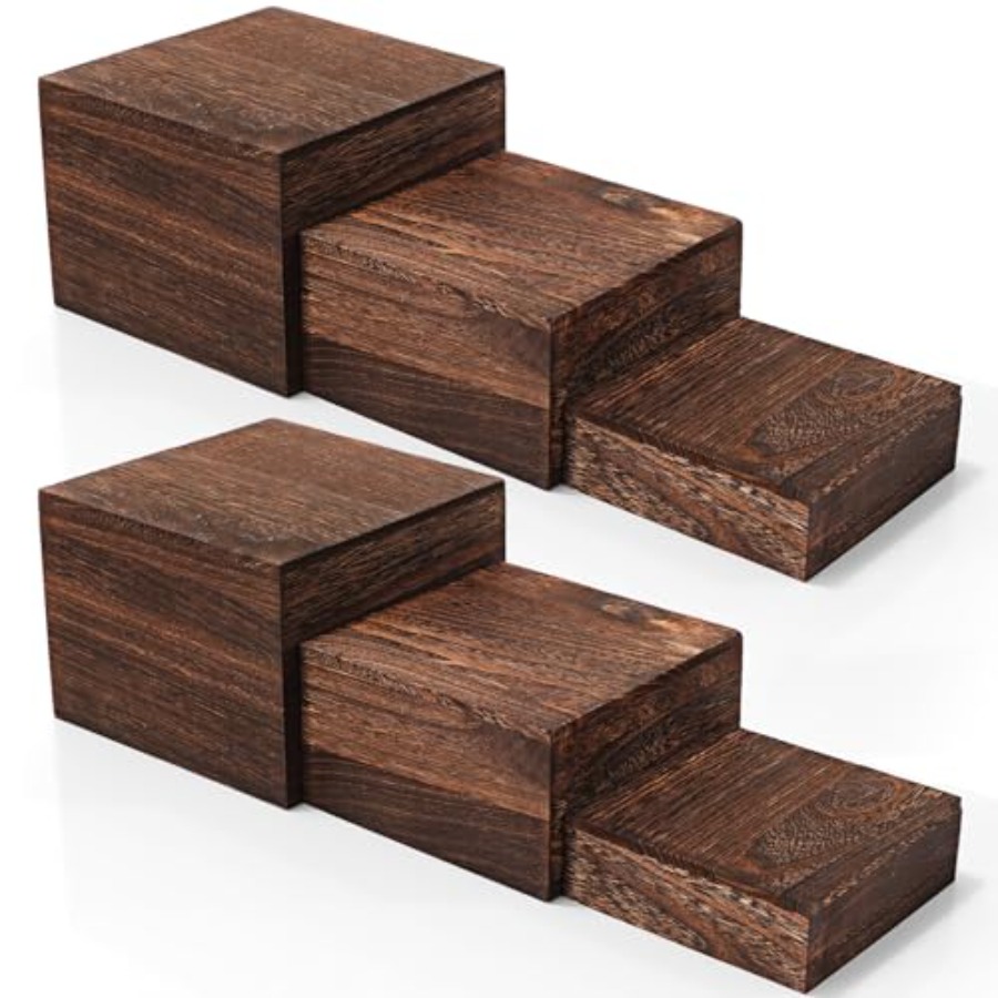 Display Risers Set - 6 Pcs Wood Display Risers Rustic
