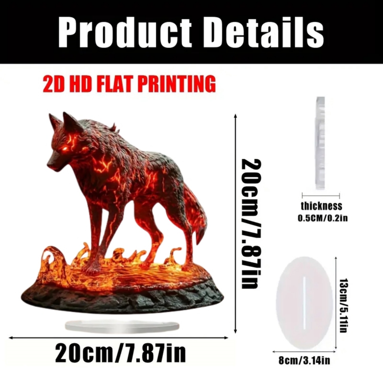 Flame Wolf Statue,2D Flat Acry – Display Case Acrylic Bewertung und Preis